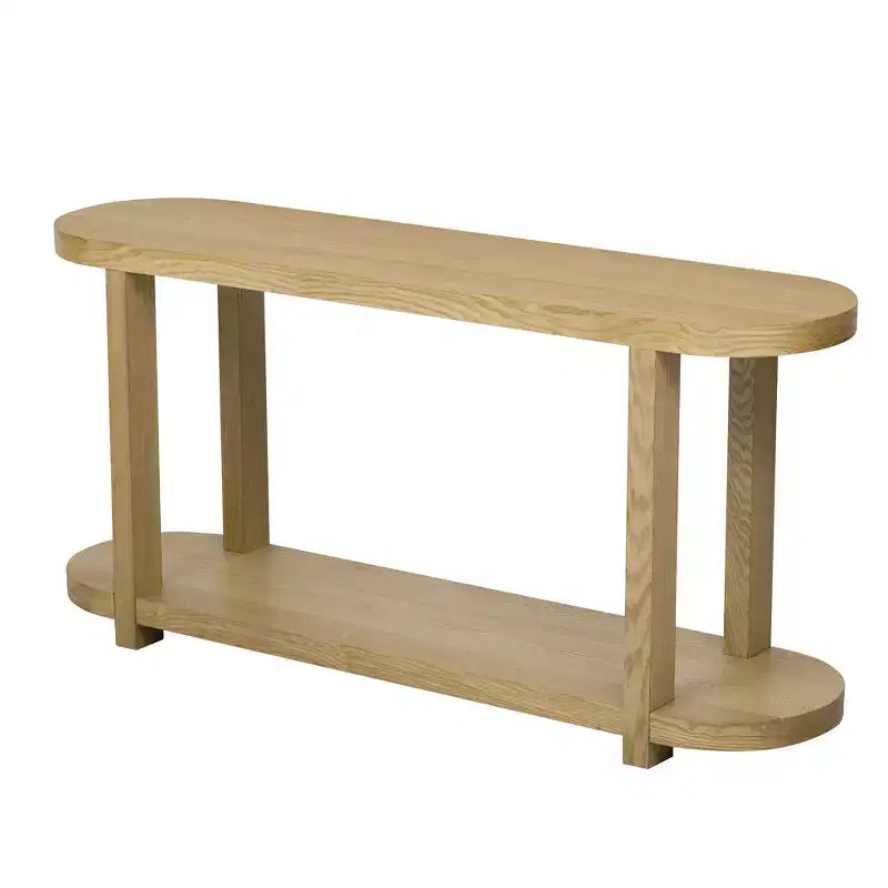 Tavolo Consolle Stretto in Legno con Ripiani, Tavolo da Ingresso Minimalista con Design Affusolato per Corridoio e Ingresso