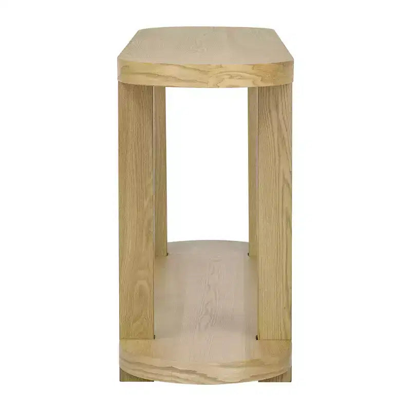 Tavolo Consolle Stretto in Legno con Ripiani, Tavolo da Ingresso Minimalista con Design Affusolato per Corridoio e Ingresso
