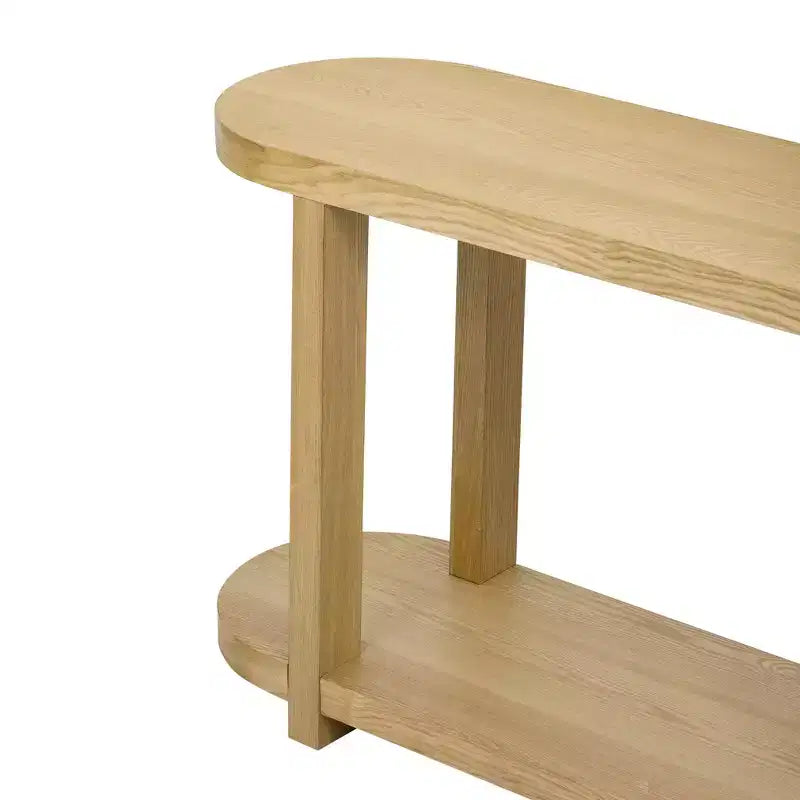 Tavolo Consolle Stretto in Legno con Ripiani, Tavolo da Ingresso Minimalista con Design Affusolato per Corridoio e Ingresso