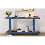 Tavolo Consolle Stretto in Legno con Ripiani, Tavolo da Ingresso Minimalista con Design Affusolato per Corridoio e Ingresso