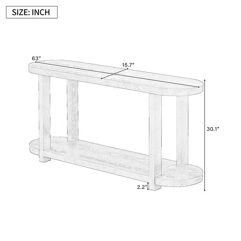 Tavolo Consolle Stretto in Legno con Ripiani, Tavolo da Ingresso Minimalista con Design Affusolato per Corridoio e Ingresso