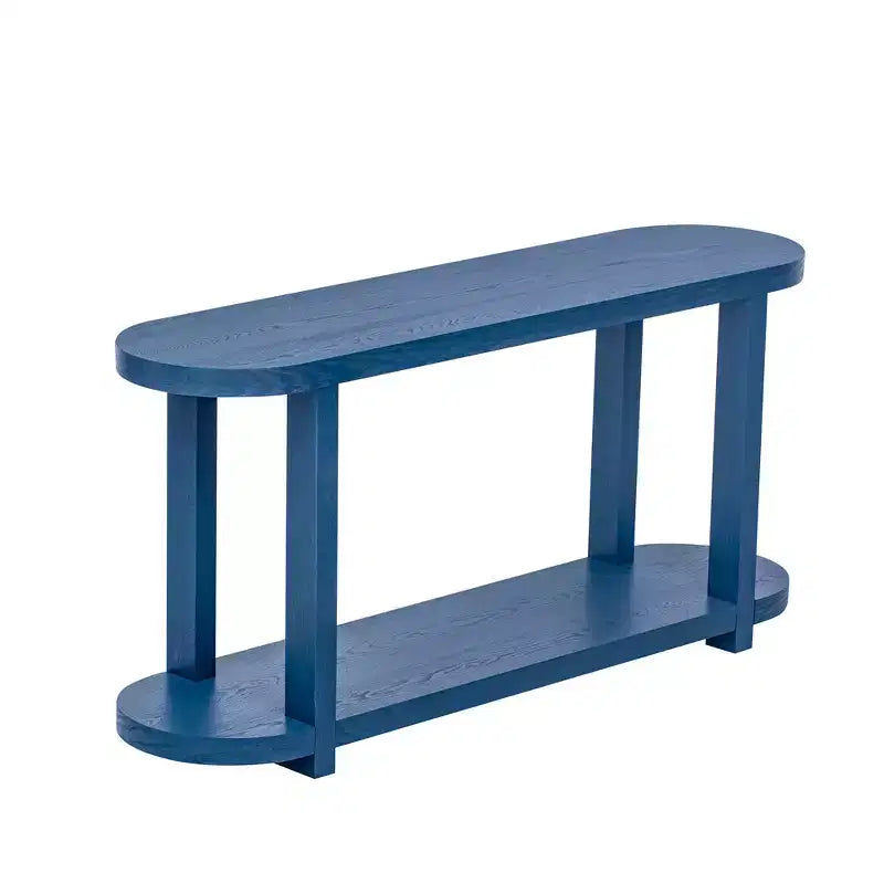 Tavolo Consolle Stretto in Legno con Ripiani, Tavolo da Ingresso Minimalista con Design Affusolato per Corridoio e Ingresso