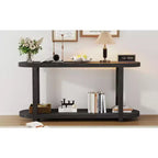 Tavolo Consolle Stretto in Legno con Ripiani, Tavolo da Ingresso Minimalista con Design Affusolato per Corridoio e Ingresso