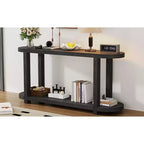Tavolo Consolle Stretto in Legno con Ripiani, Tavolo da Ingresso Minimalista con Design Affusolato per Corridoio e Ingresso