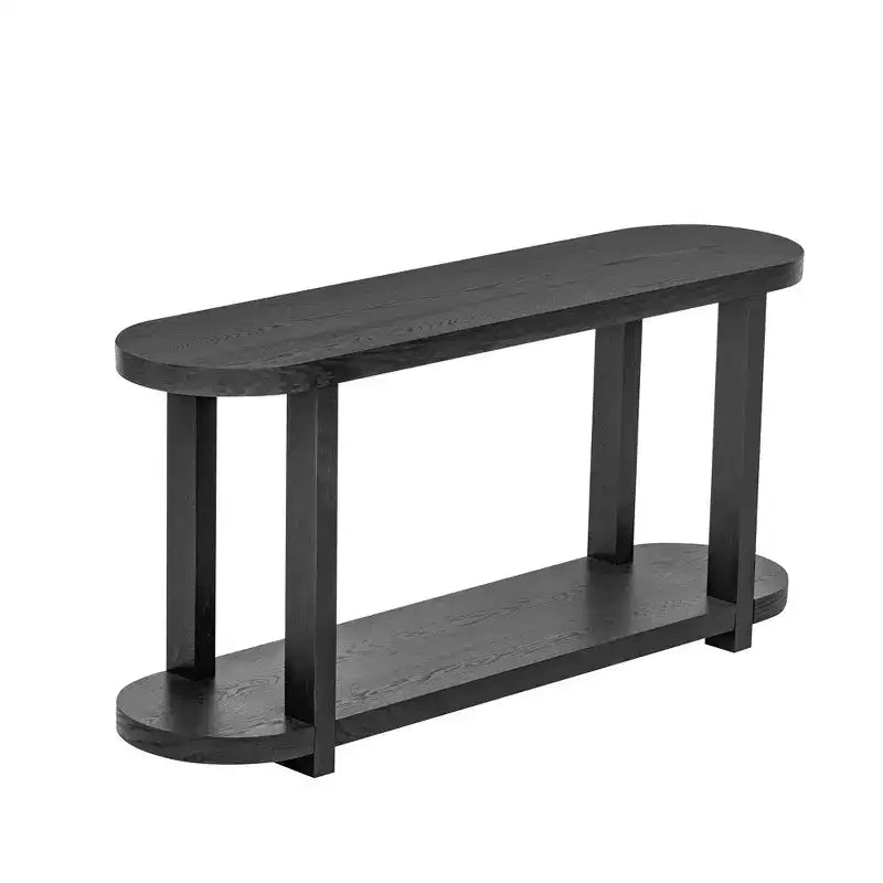 Tavolo Consolle Stretto in Legno con Ripiani, Tavolo da Ingresso Minimalista con Design Affusolato per Corridoio e Ingresso