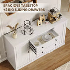 Credenza a buffet da fattoria 58 con mobiletto, mobiletto con 2 cassetti e 4 ante a granaio scanalate, mobiletto da caffè in legno