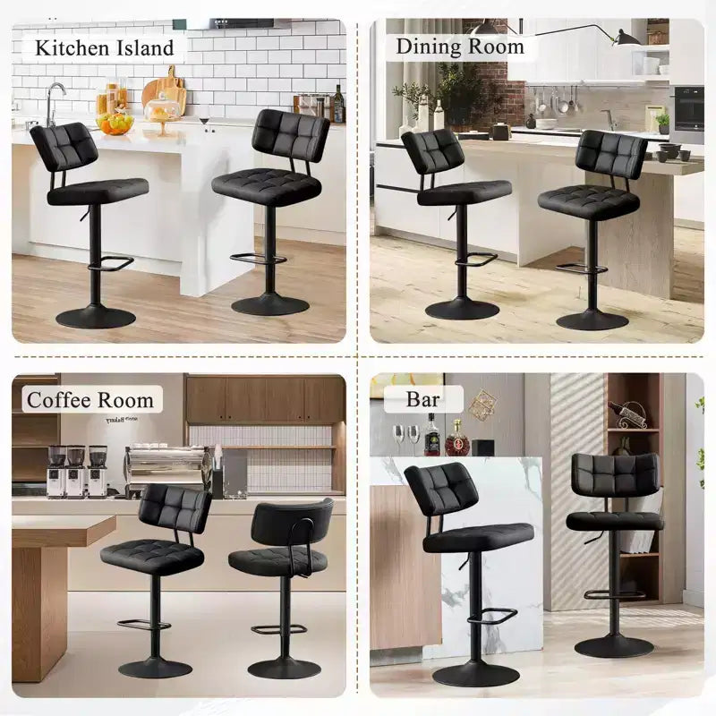 Sgabelli da bar moderni girevoli Furniliving, set da 2, rivestiti in similpelle, regolabili in altezza per isola cucina, sala da pranzo