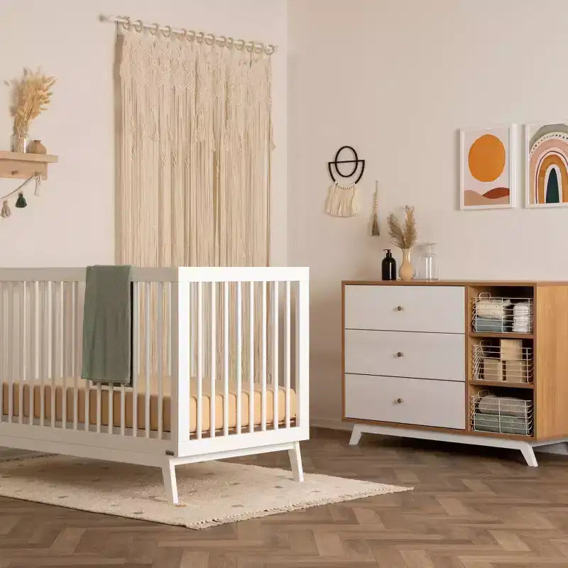 Cassettiera fasciatoio per bambini Central Park a 3 cassetti e 2 ripiani