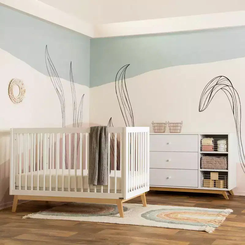 Cassettiera fasciatoio per bambini Central Park a 3 cassetti e 2 ripiani