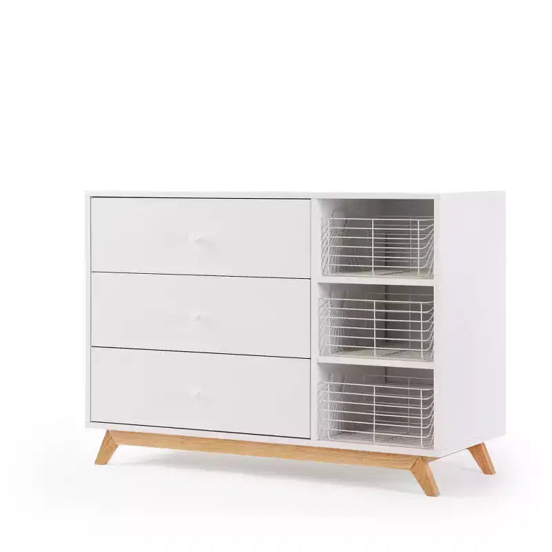 Cassettiera fasciatoio per bambini Central Park a 3 cassetti e 2 ripiani