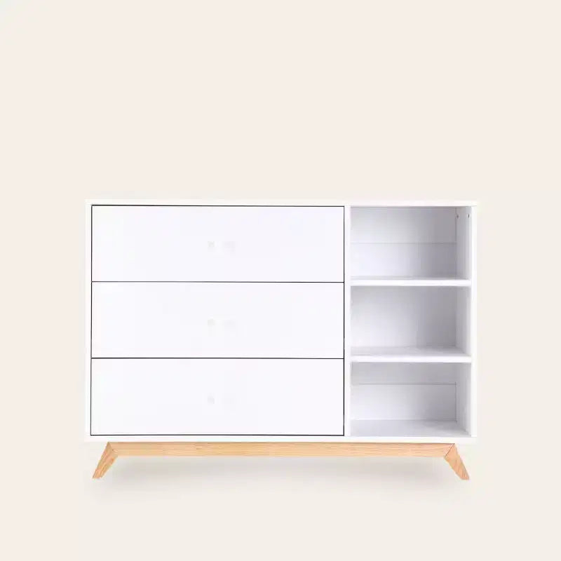 Cassettiera fasciatoio per bambini Central Park a 3 cassetti e 2 ripiani
