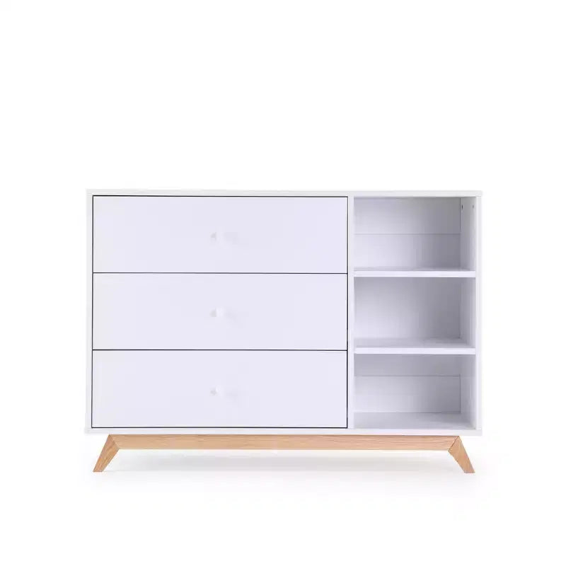 Cassettiera fasciatoio per bambini Central Park a 3 cassetti e 2 ripiani