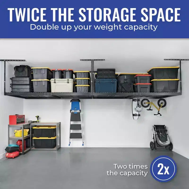 SafeRacks 4x8 Scaffale portaoggetti da soffitto per garage - Pacco da 2 ripiani