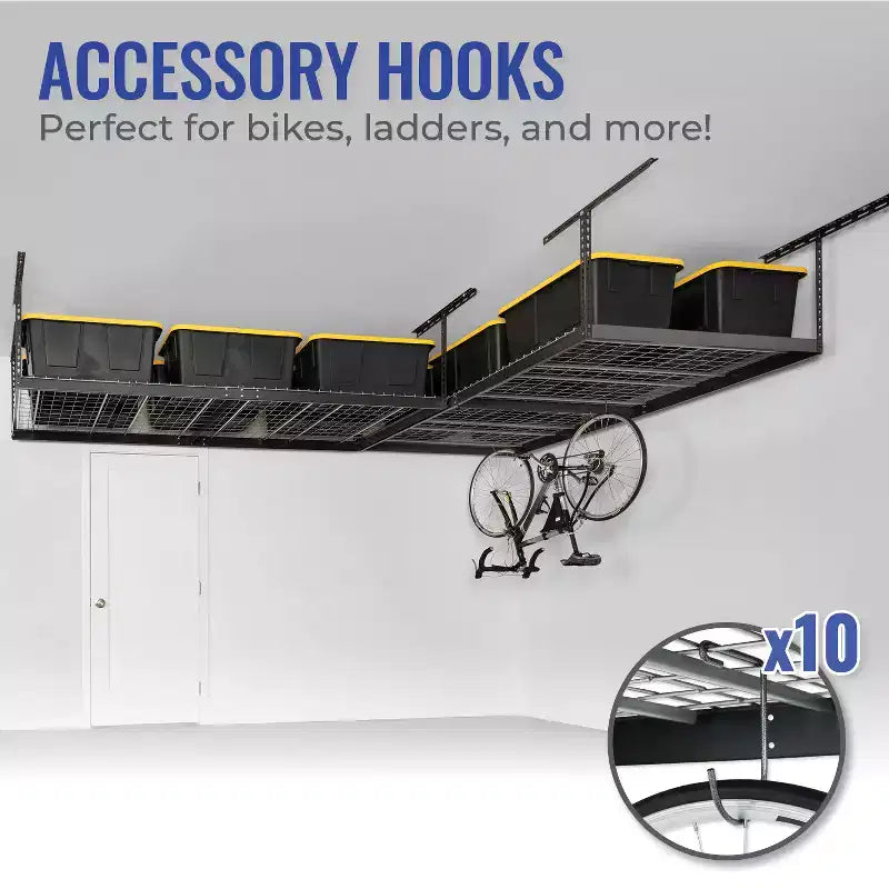 SafeRacks 4x8 Scaffale portaoggetti da soffitto per garage - Pacco da 2 ripiani
