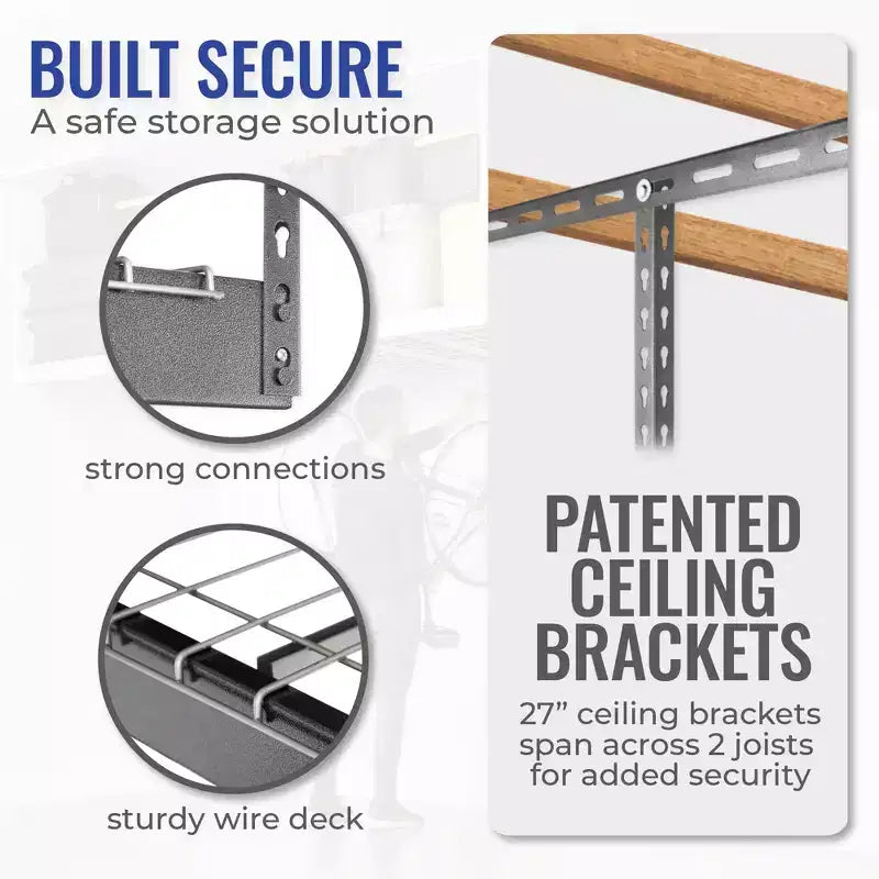 SafeRacks 4x8 Scaffale portaoggetti da soffitto per garage - Pacco da 2 ripiani