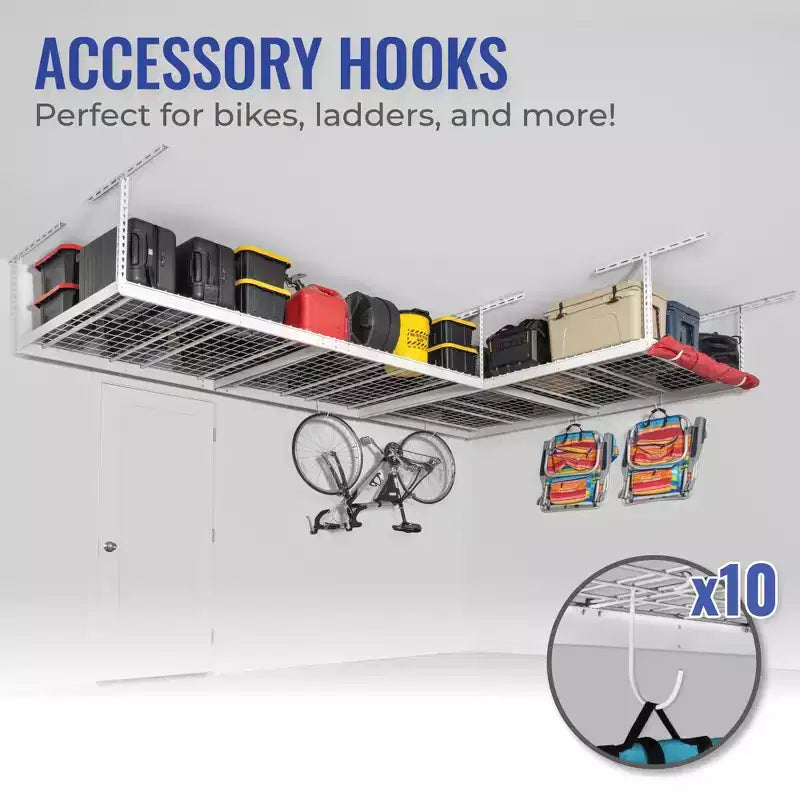 SafeRacks 4x8 Scaffale portaoggetti da soffitto per garage - Pacco da 2 ripiani