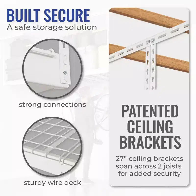 SafeRacks 4x8 Scaffale portaoggetti da soffitto per garage - Pacco da 2 ripiani