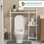 Home Zone Living Scaffale da Bagno Salvaspazio da Appoggio a 3 Ripiani Sopra il WC con Piano d'Appoggio in Bambù e Struttura in Acciaio, Finitura Bianca
