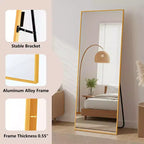 MAYEERTY Specchio intero in alluminio 57x20 pollici, oro, angolare, vetro temperato, con supporto