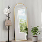 Specchio intero MAYEERTY in alluminio 57x20in, oro, forma ad arco, vetro temperato, con supporto