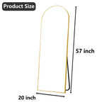 Specchio intero MAYEERTY in alluminio 57x20in, oro, forma ad arco, vetro temperato, con supporto