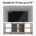 Mobile TV, adatto per televisori da 65 pollici in su, con ante e ripiani in rete, stile rustico, funzione contenitore, mobile da soggiorno.