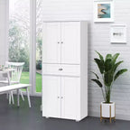 HOMCOM Dispensa da Cucina Autoportante da 183 cm con 2 Armadi a Doppia Anta e 1 Cassetto Centrale, Bianca