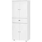 HOMCOM Dispensa da Cucina Autoportante da 183 cm con 2 Armadi a Doppia Anta e 1 Cassetto Centrale, Bianca