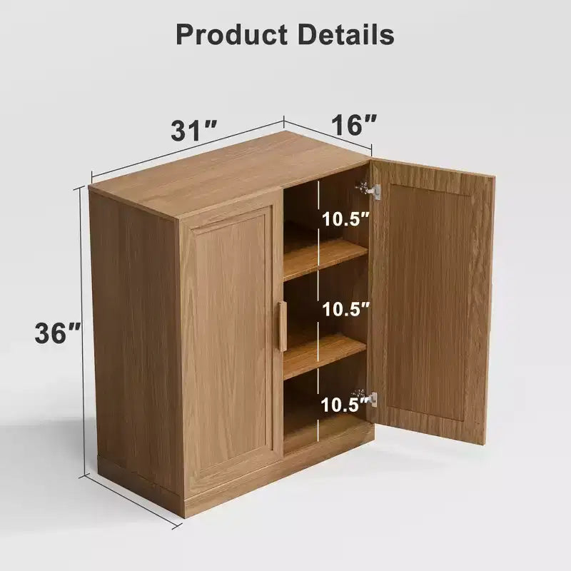 PexFix 36 Mobile Contenitore Accentato in Legno Madia Moderna con 2 Ante e Ripiano Regolabile per Soggiorno Sala da Pranzo Ingresso Naturale