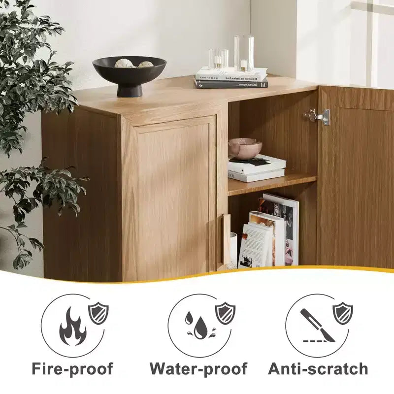 PexFix 36 Mobile Contenitore Accentato in Legno Madia Moderna con 2 Ante e Ripiano Regolabile per Soggiorno Sala da Pranzo Ingresso Naturale