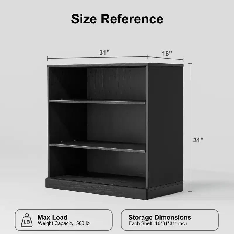 PexFix 31x31x16 Scaffale Senza Ante in Legno Mobile Contenitore Libreria e Mobile Ufficio per Cucina Camera da Letto Ingresso Soggiorno Sala da Pranzo Nero