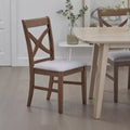 Royal Hampton Side Dining Chair Set of 2, Gray Foam Cushion, Farmhouse Brown