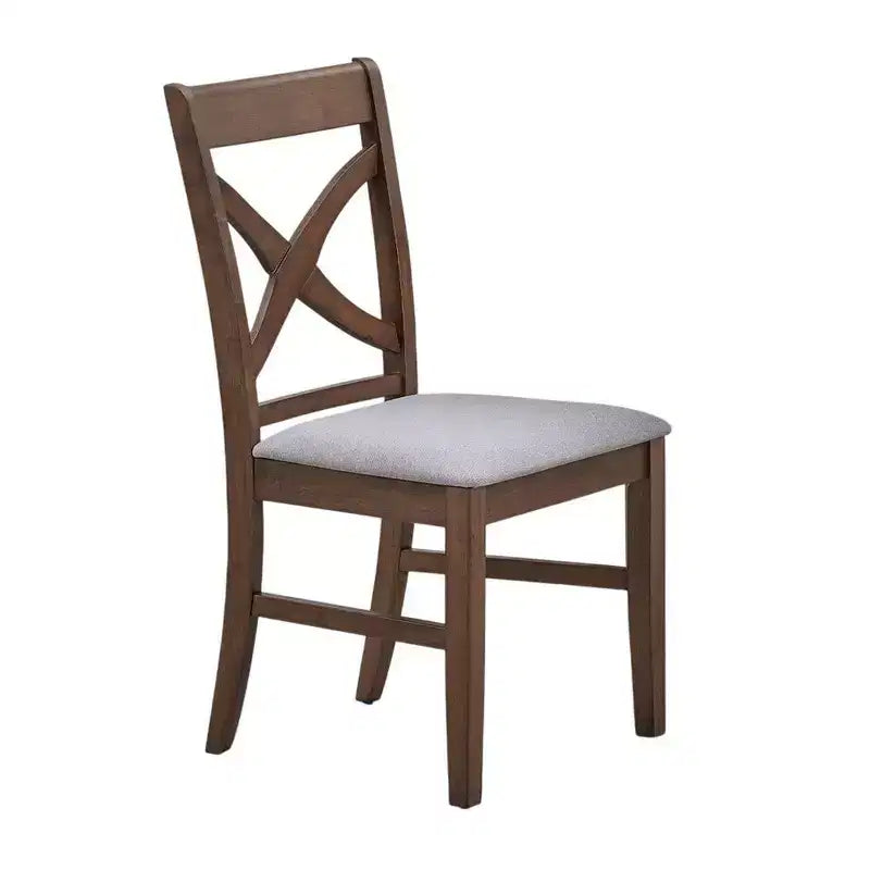 Set di 2 sedie da pranzo Royal Hampton, cuscino in schiuma grigia, marrone stile rustico