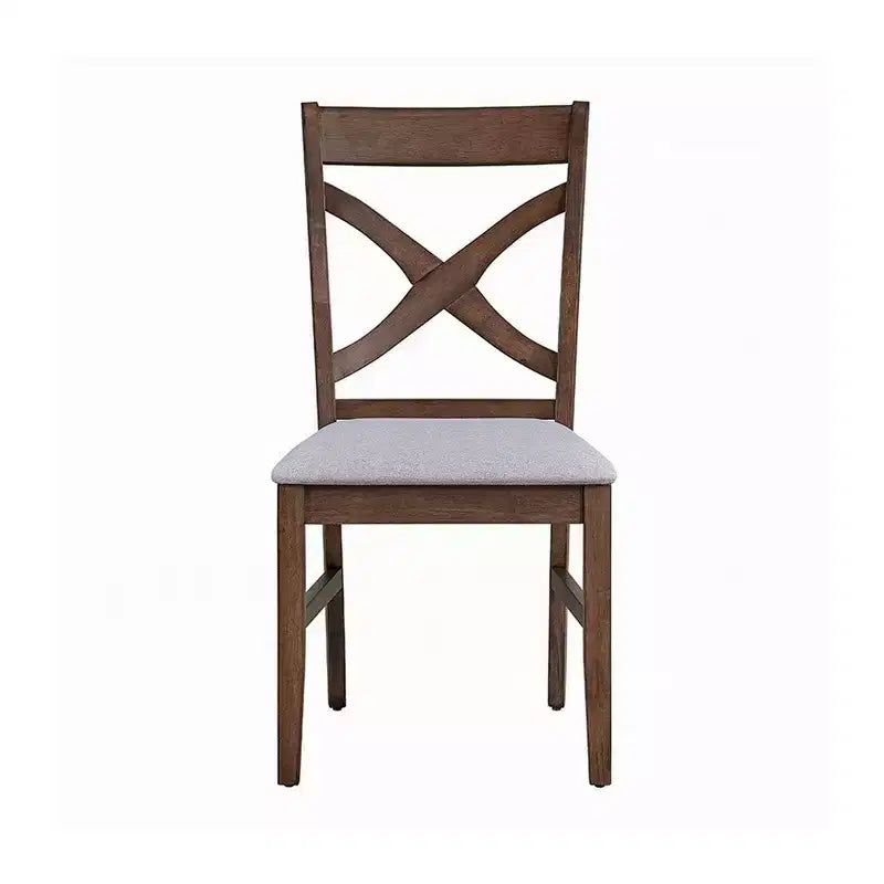 Set di 2 sedie da pranzo Royal Hampton, cuscino in schiuma grigia, marrone stile rustico