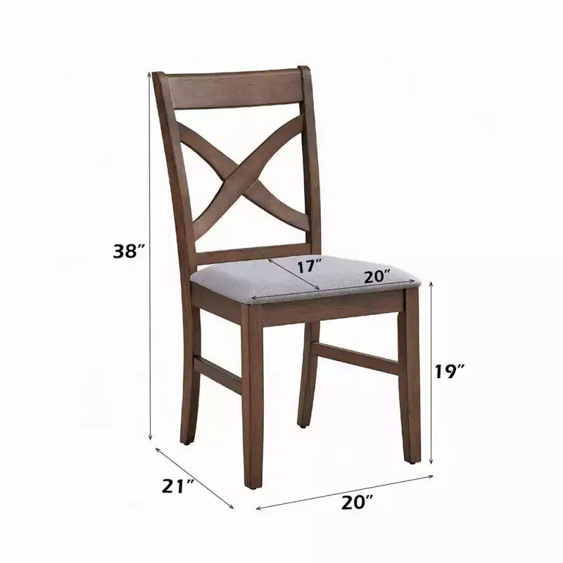 Set di 2 sedie da pranzo Royal Hampton, cuscino in schiuma grigia, marrone stile rustico