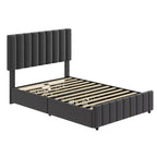 Struttura letto, Letto contenitore con piattaforma, 4 cassetti, Testiera regolabile, Doghe in legno, Silenzioso, Nessuna molla necessaria, Facile montaggio