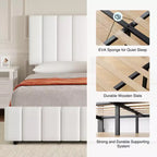 Struttura letto, Letto contenitore con piattaforma, 4 cassetti, Testiera regolabile, Doghe in legno, Silenzioso, Nessuna molla necessaria, Facile montaggio