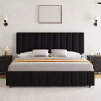 Struttura letto, Letto contenitore con piattaforma, 4 cassetti, Testiera regolabile, Doghe in legno, Silenzioso, Nessuna molla necessaria, Facile montaggio