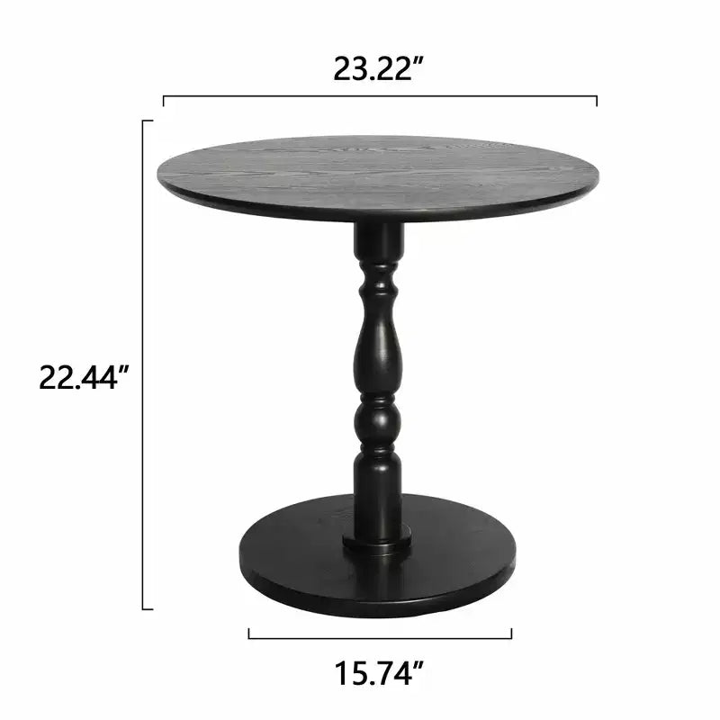 Homy Casa 23 Tavolino d'appoggio rotondo con base a piedistallo tornita, piano in MDF, tavolino per soggiorno o camera da letto, nero