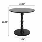 Homy Casa 23 Tavolino d'appoggio rotondo con base a piedistallo tornita, piano in MDF, tavolino per soggiorno o camera da letto, nero