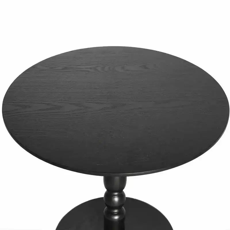 Homy Casa 23 Tavolino d'appoggio rotondo con base a piedistallo tornita, piano in MDF, tavolino per soggiorno o camera da letto, nero