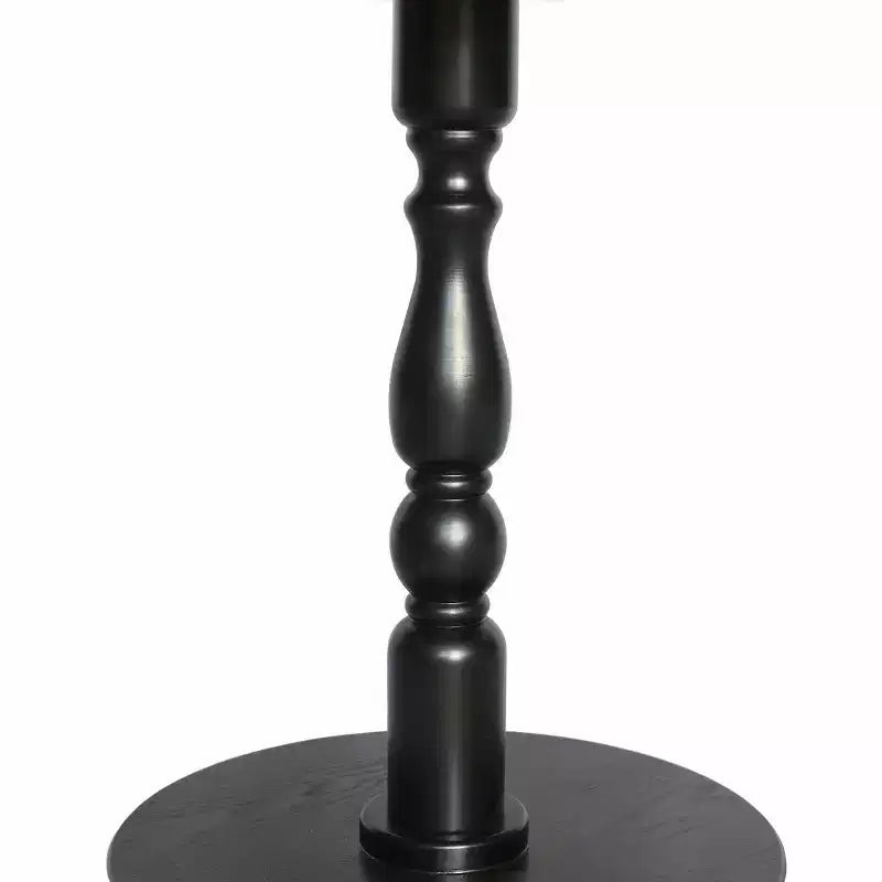 Homy Casa 23 Tavolino d'appoggio rotondo con base a piedistallo tornita, piano in MDF, tavolino per soggiorno o camera da letto, nero