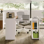 Scrivania Pieghevole per Computer da 50" con Scaffale, Tavolo Estensibile per Ufficio Domestico con Ruote, Scrivania da Studio per Lavoro, Studio con Ripiani Portaoggetti Senza Schienale