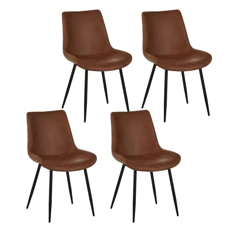 Homy Casa Sedie da pranzo imbottite in similpelle, set da 4 con gambe in metallo, marrone