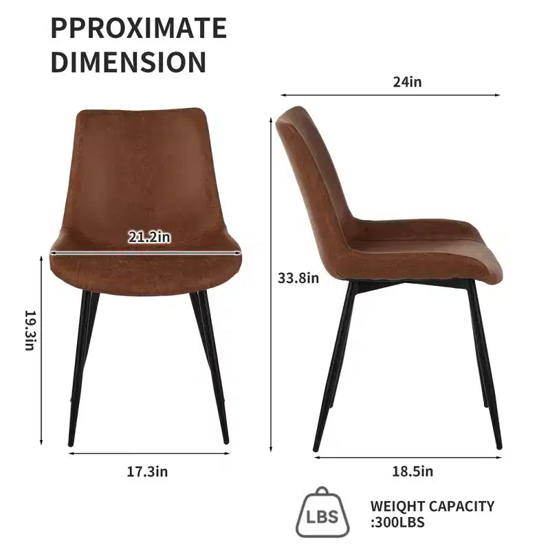 Homy Casa Sedie da pranzo imbottite in similpelle, set da 4 con gambe in metallo, marrone
