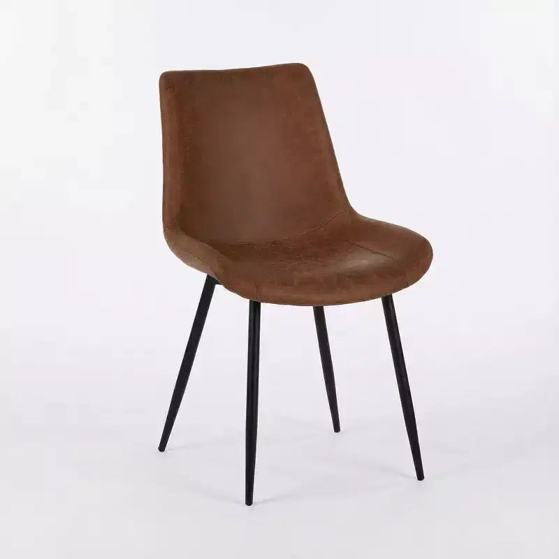 Homy Casa Sedie da pranzo imbottite in similpelle, set da 4 con gambe in metallo, marrone