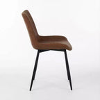 Homy Casa Sedie da pranzo imbottite in similpelle, set da 4 con gambe in metallo, marrone