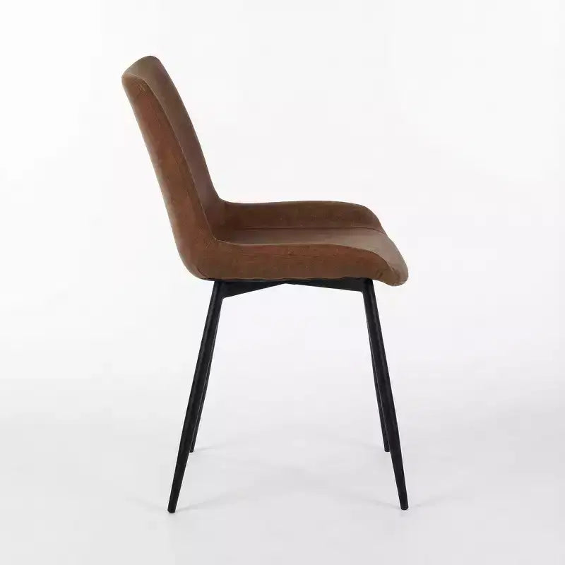 Homy Casa Sedie da pranzo imbottite in similpelle, set da 4 con gambe in metallo, marrone