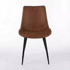 Homy Casa Sedie da pranzo imbottite in similpelle, set da 4 con gambe in metallo, marrone