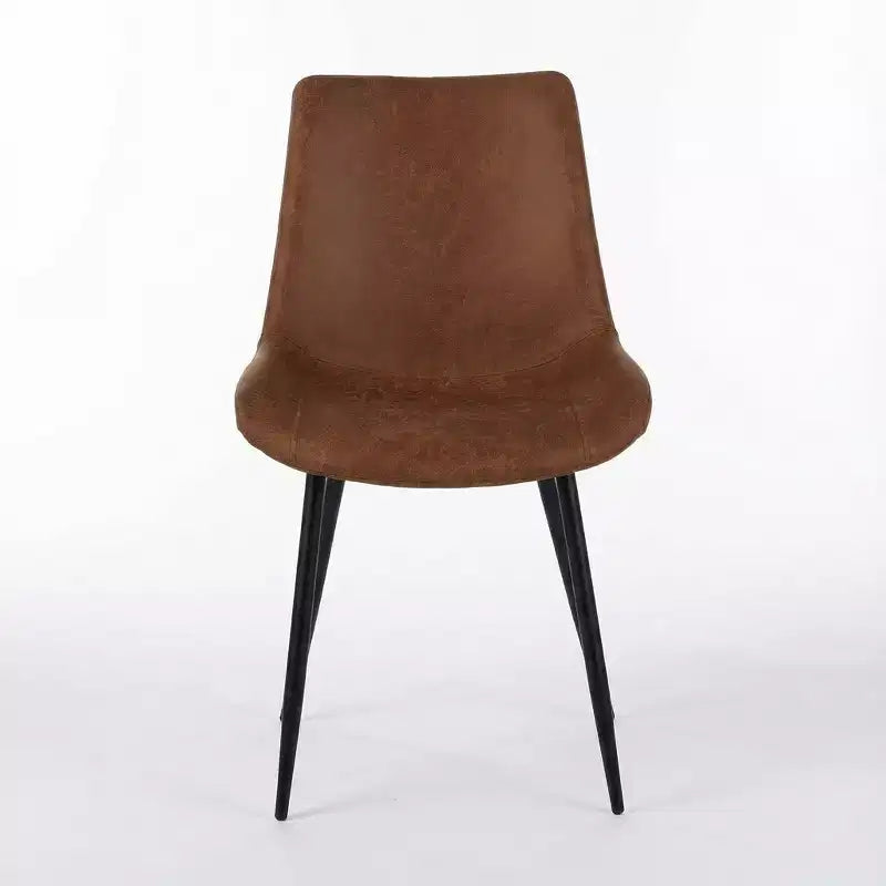Homy Casa Sedie da pranzo imbottite in similpelle, set da 4 con gambe in metallo, marrone